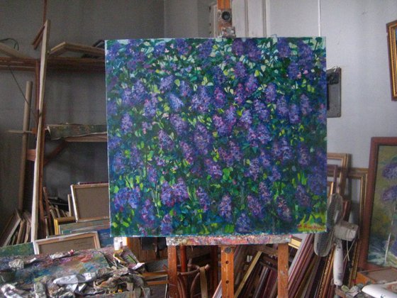 "LILAC" large painting 100X90 cm