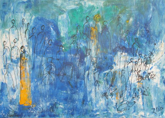 blue citylife xl Acrylpainting 39,4 x 55,1 inch