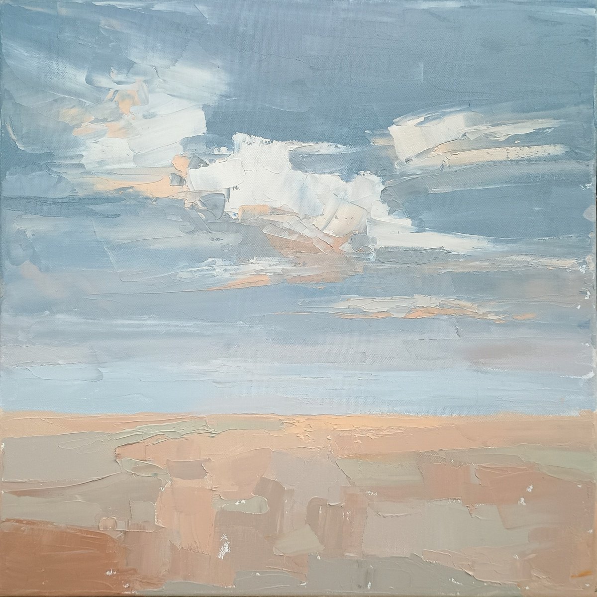 Expressive Landscape Oil Painting By Emilia Milcheva, 20 X 20, Muted Mornings, Original Artwork