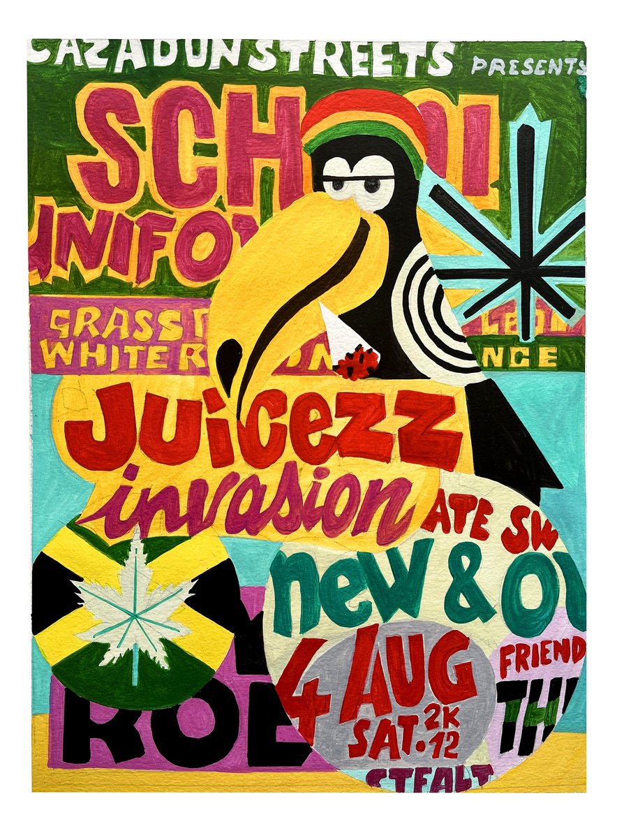 Urban And Pop Still Life Acrylic Painting By Andre Baldet, 13 X 17, Jamaica-Wall_Signs-01, Original Artwork