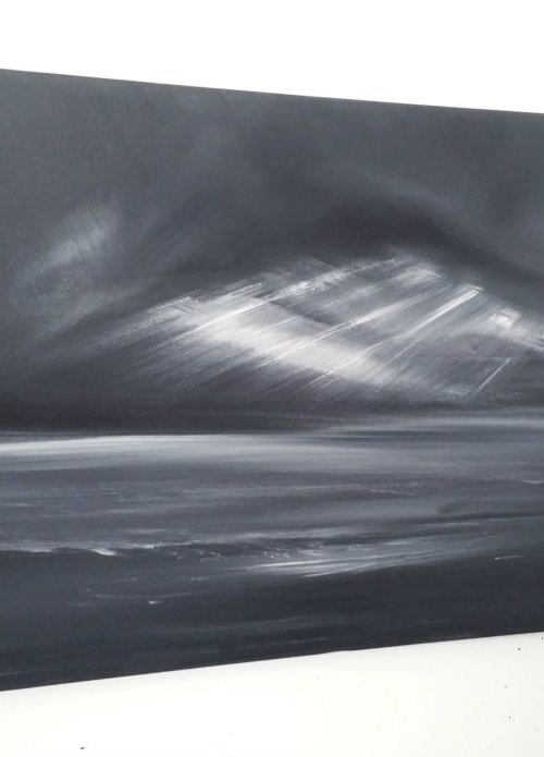 Seascape Hope  - Panoramic, Monochrome, XL, Seascape, Modern Art Office Decor Home (2016) by Mel Graham