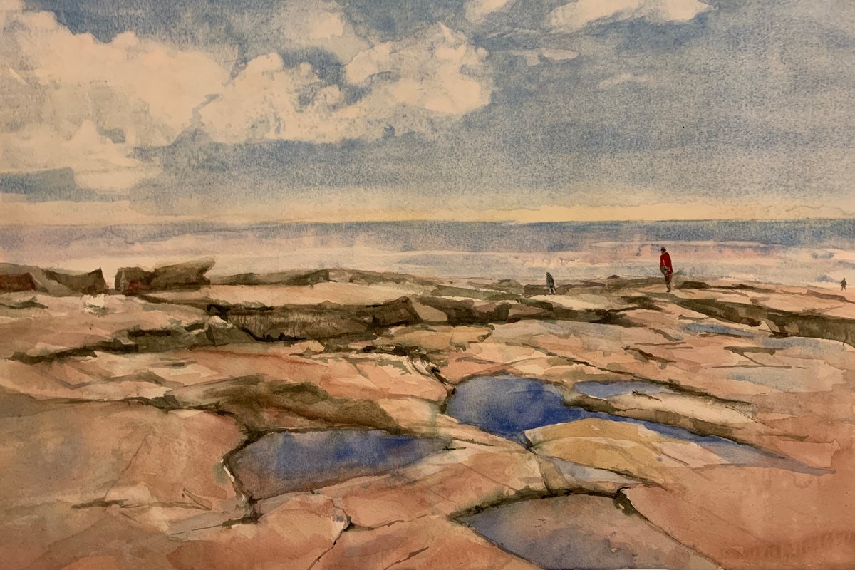 Impressionistic Landscape Watercolour By Yoshiko Murdick, 27 X 20", Schoodic Point, Original Artwork