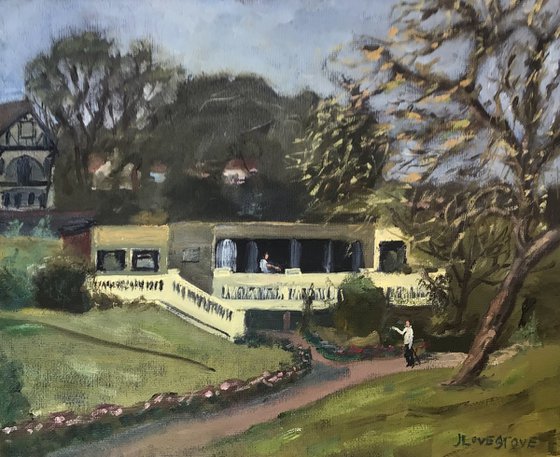 Cafe in the Park, An original oil painting.