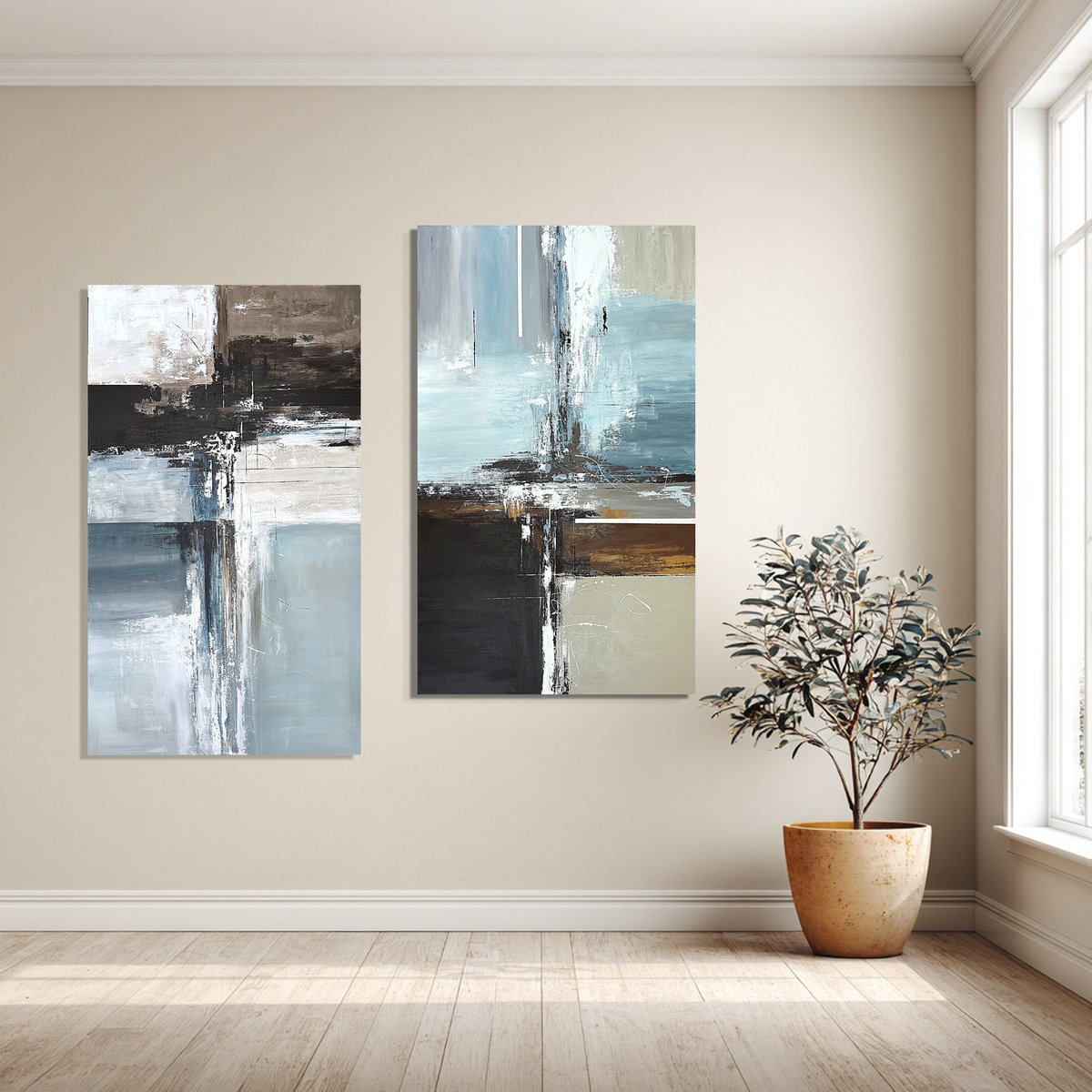 Expressive Abstract Acrylic Painting By Tatiana Malinovscaia, 63 X 55", Transcendent Layers, Original Artwork