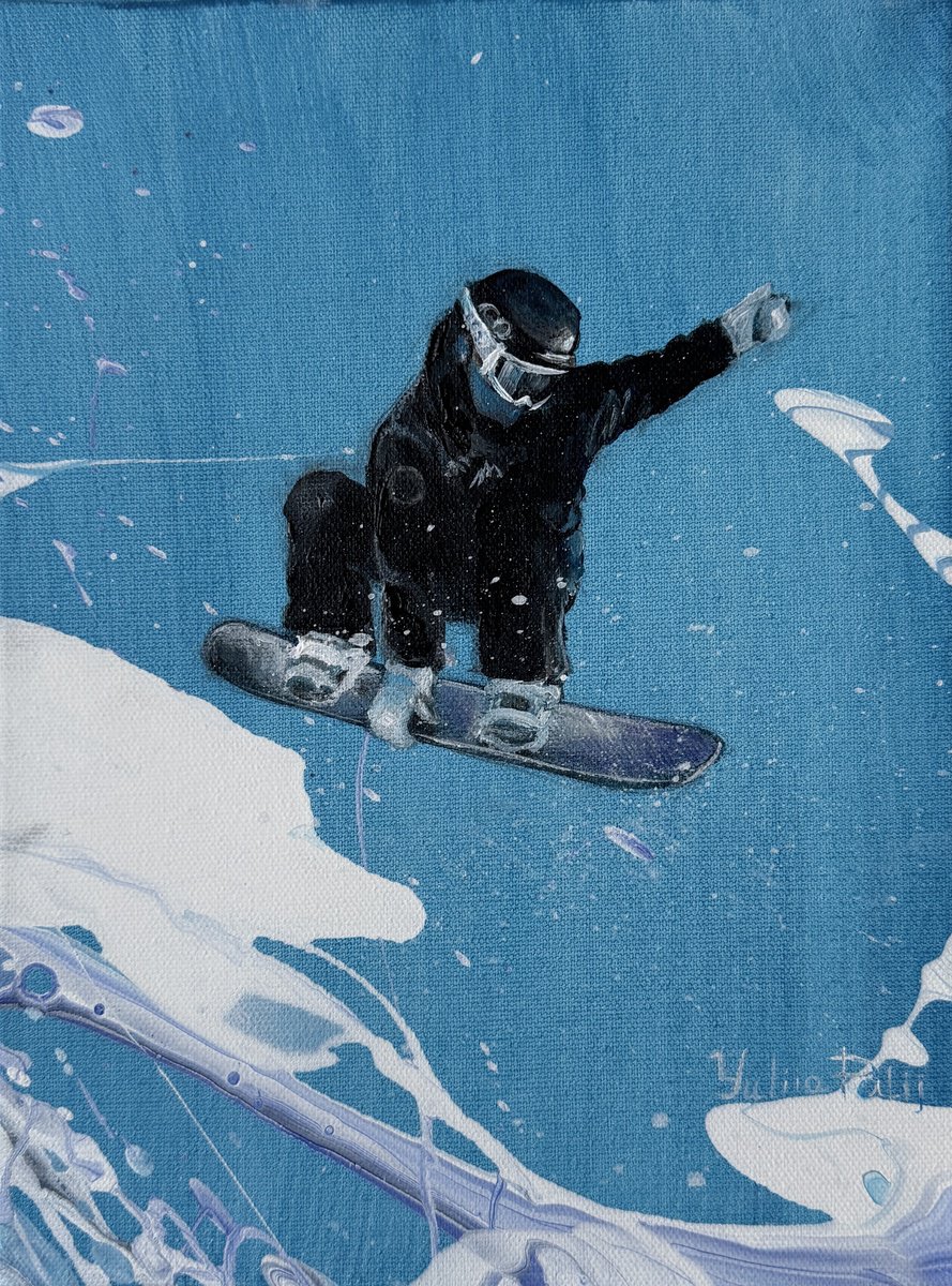 Abstract Portrait Acrylic Painting By Yuliia Poraiko, 10 X 13", Flying In Freedom, Original Artwork