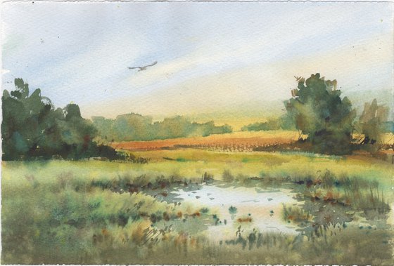 Landscape painting watercolor