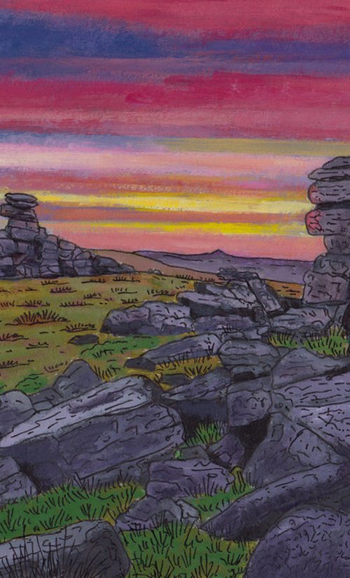 Sunset, Hound Tor, Dartmoor by Tim Treagust