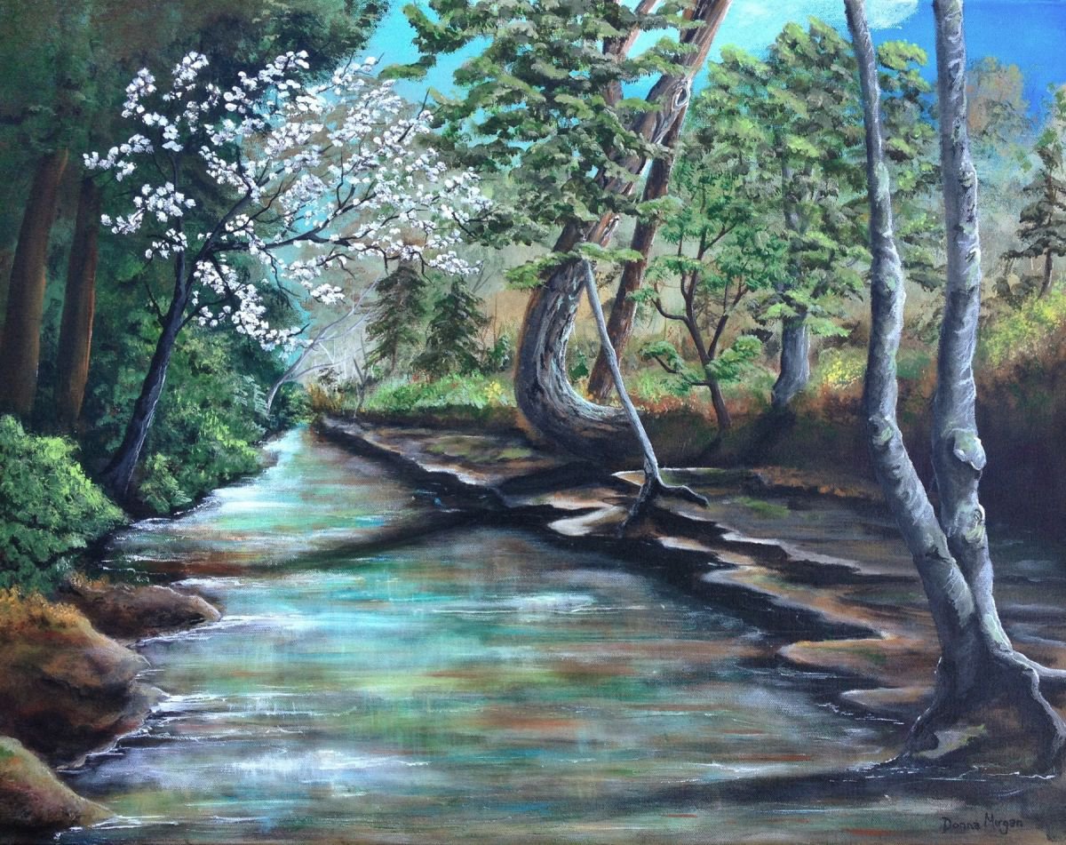 Impressionistic Landscape Acrylic Painting By Donna Daniels, 24 X 20, Dreaming Of Spring: Brushy Fork Creek, Berea, Kentucky, Artfinder