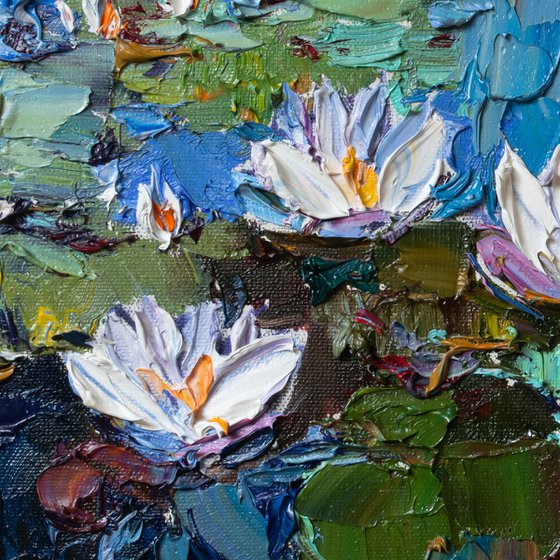 Water Lilies - Impasto Original Oil painting