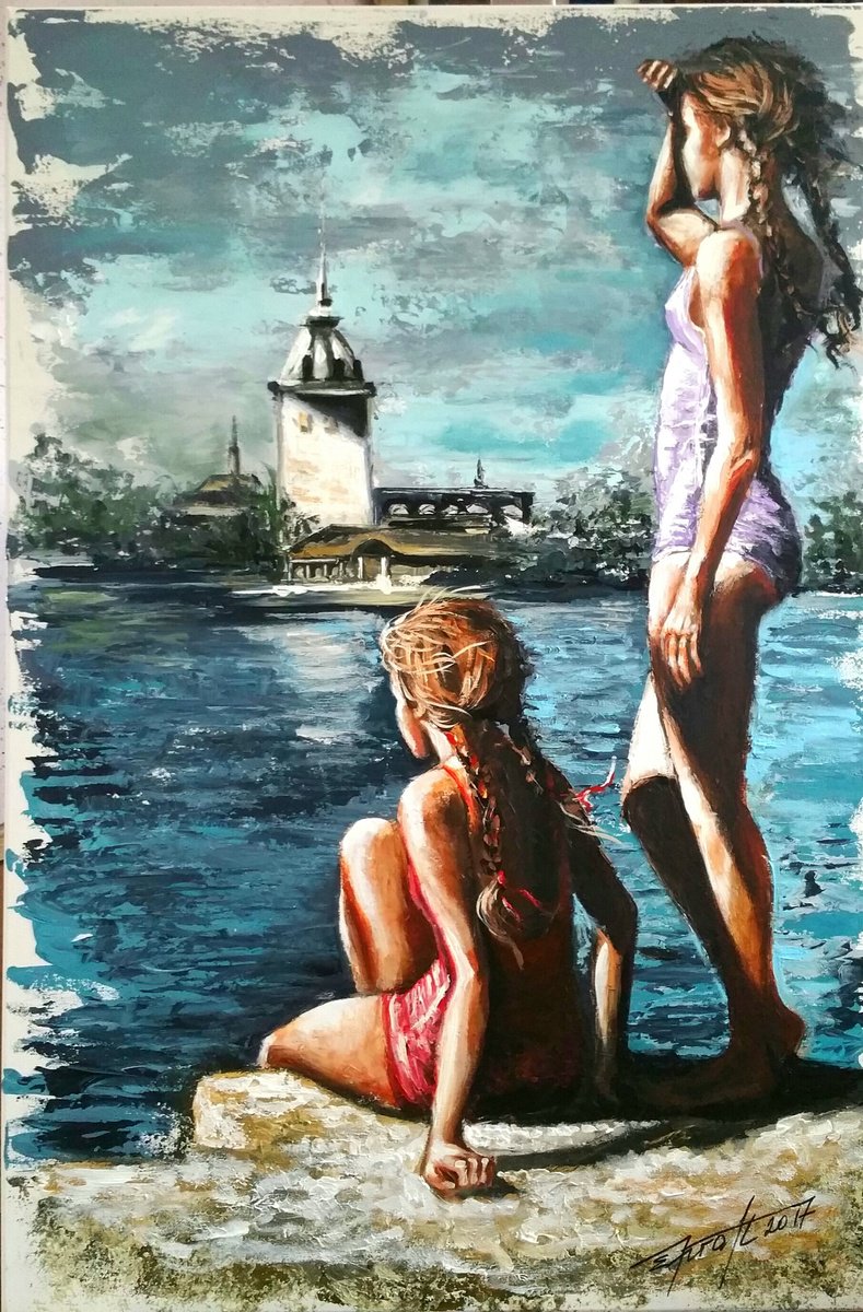 Expressive Portrait Acrylic Painting By Elena Kraft, 24 X 35, Please Come Back, Original Artwork