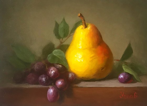 Pear and Grapes Still Life Painting