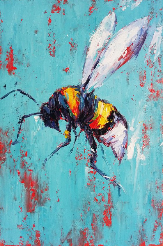 Small pictures series -9- Bee (20x30cm, oil painting, ready to hang)