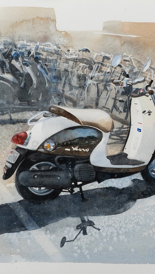 Scooter Parked in the Bike Lot by Masato Watanabe