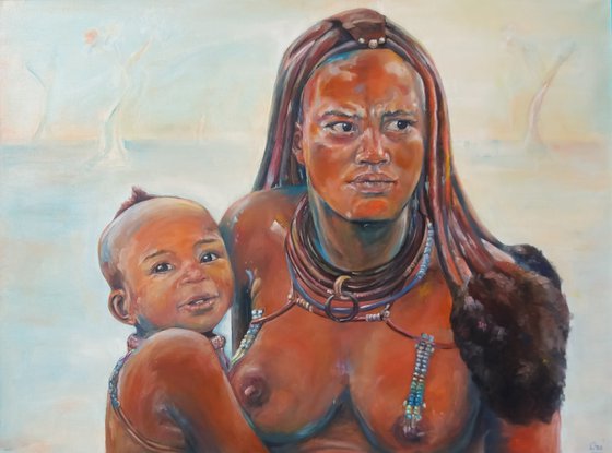 Mother and son in Namibia