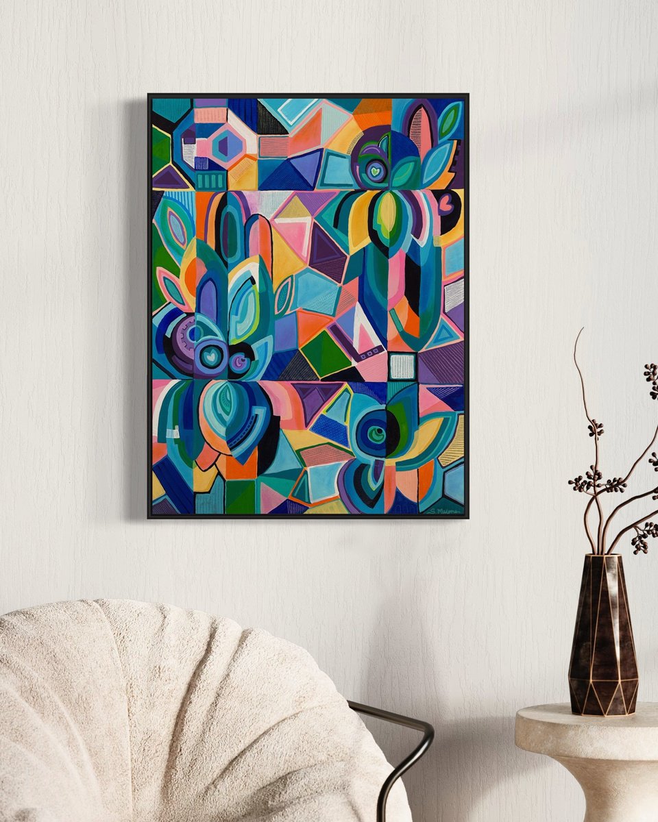 Abstract Painting By Samantha Malone, 24 X 31", Under The Sun, Original Artwork