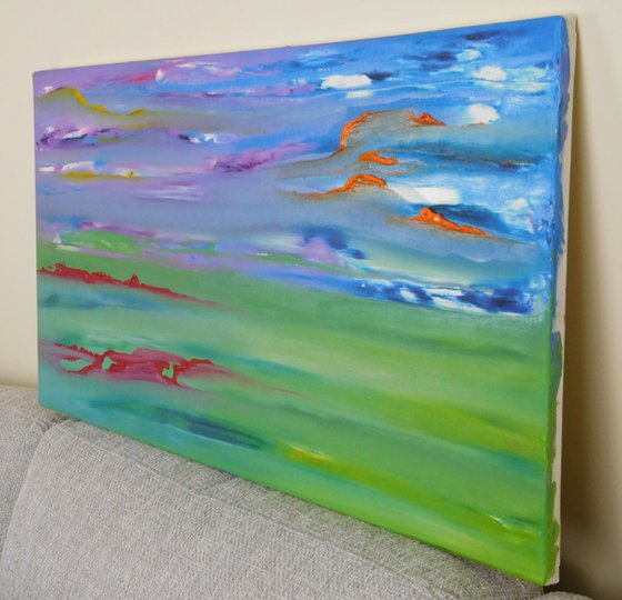 Silent gaze - 80x40 cm, Original abstract painting, oil on canvas