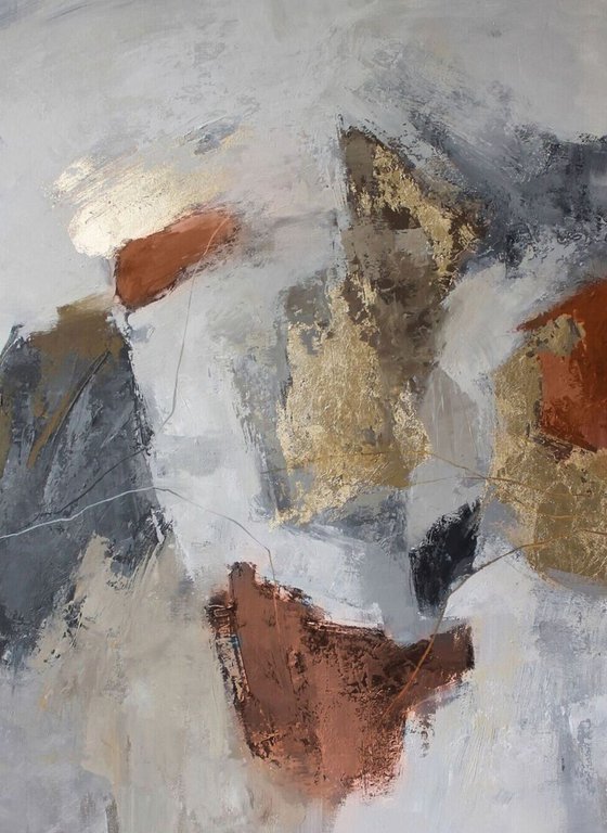 "Orange Lead" Terracotta gray gold acrylic