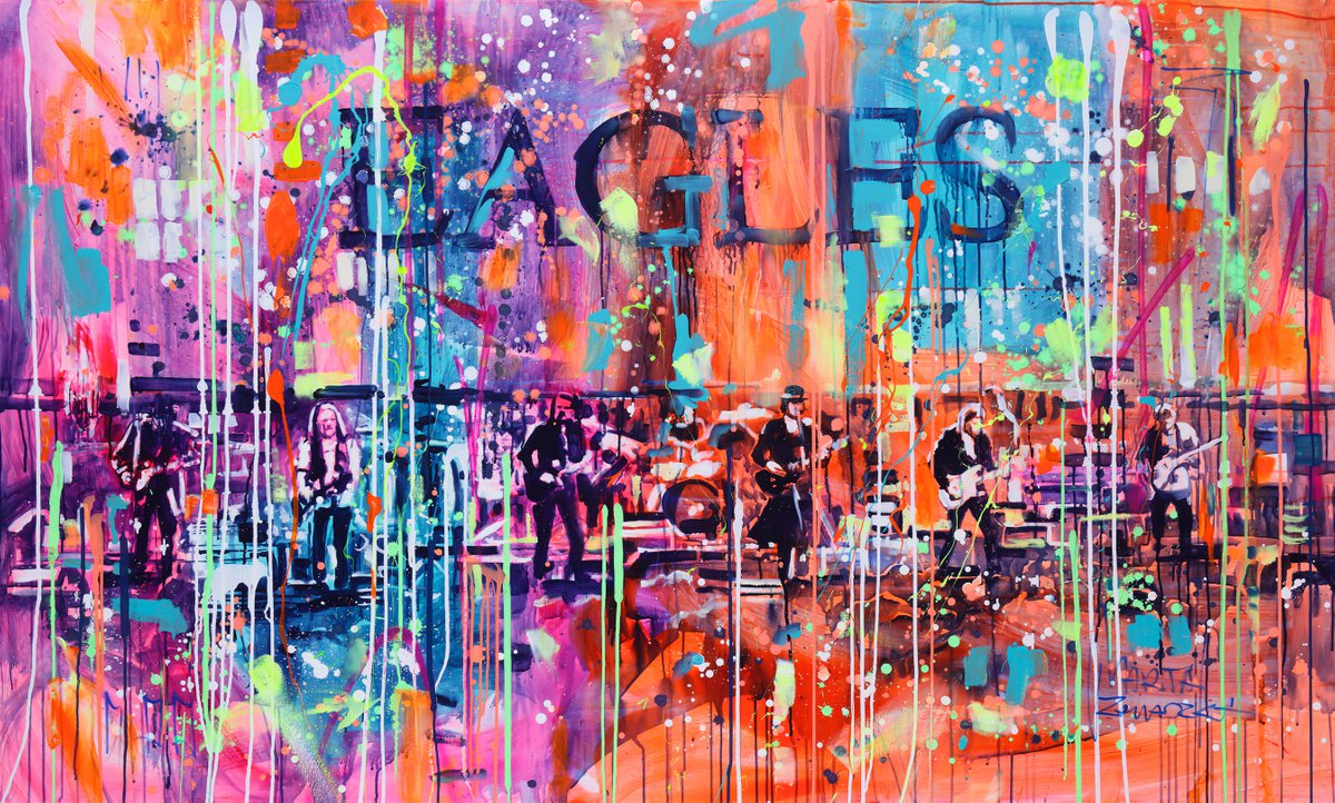 Impressionistic Portrait Acrylic Painting By Marta Zawadzka, 79 X 47", Eagles, Original Artwork