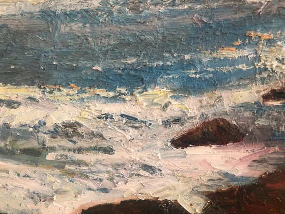 The sea at Tulum, seascape, oil painting