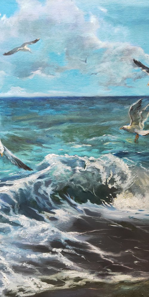 "Seagulls over the waves" by Olga Tsarkova