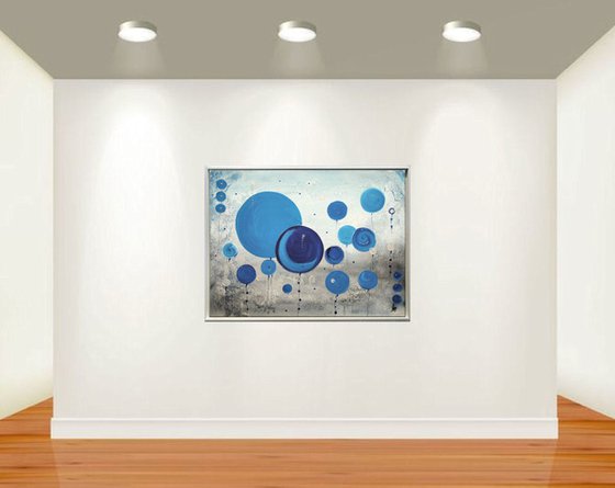 Blue Balloons - Abstract - Acrylic Painting - Canvas Art - Framed Painting - Wall Art - Blue Painting