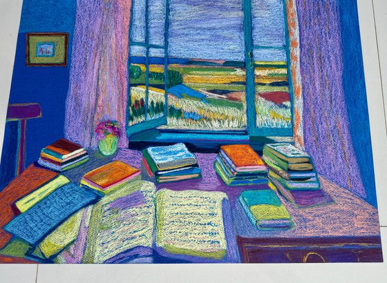Interior with Books and an Open Window
