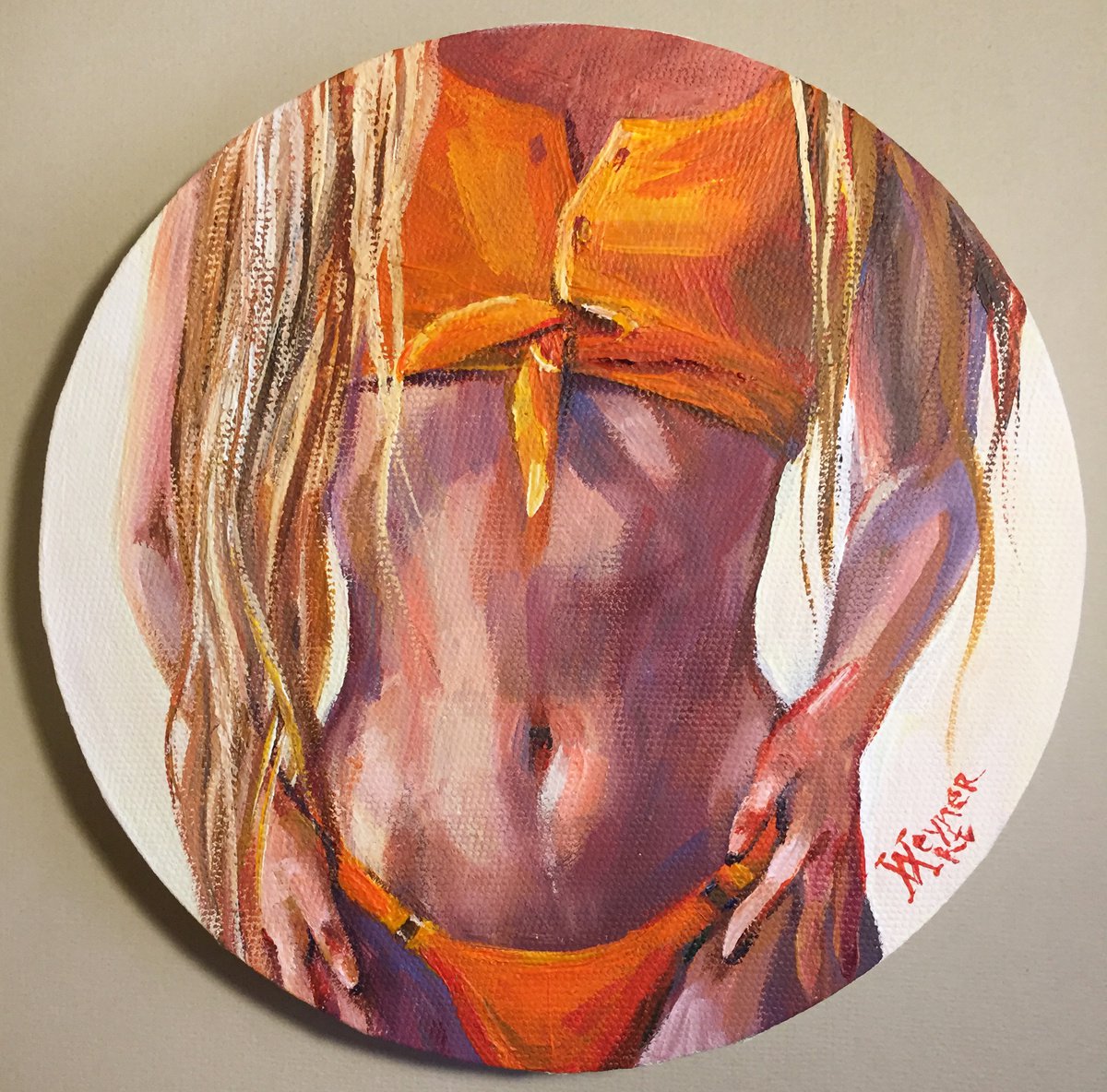 Girl in an orange swimsuit. Portrait of a woman. Girl on the beach by Natalia Veyner