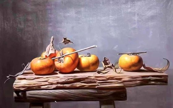 Still life:Persimmons on the table