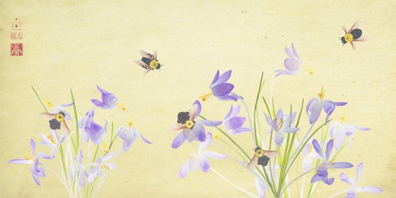 Crocuses and bumblebees