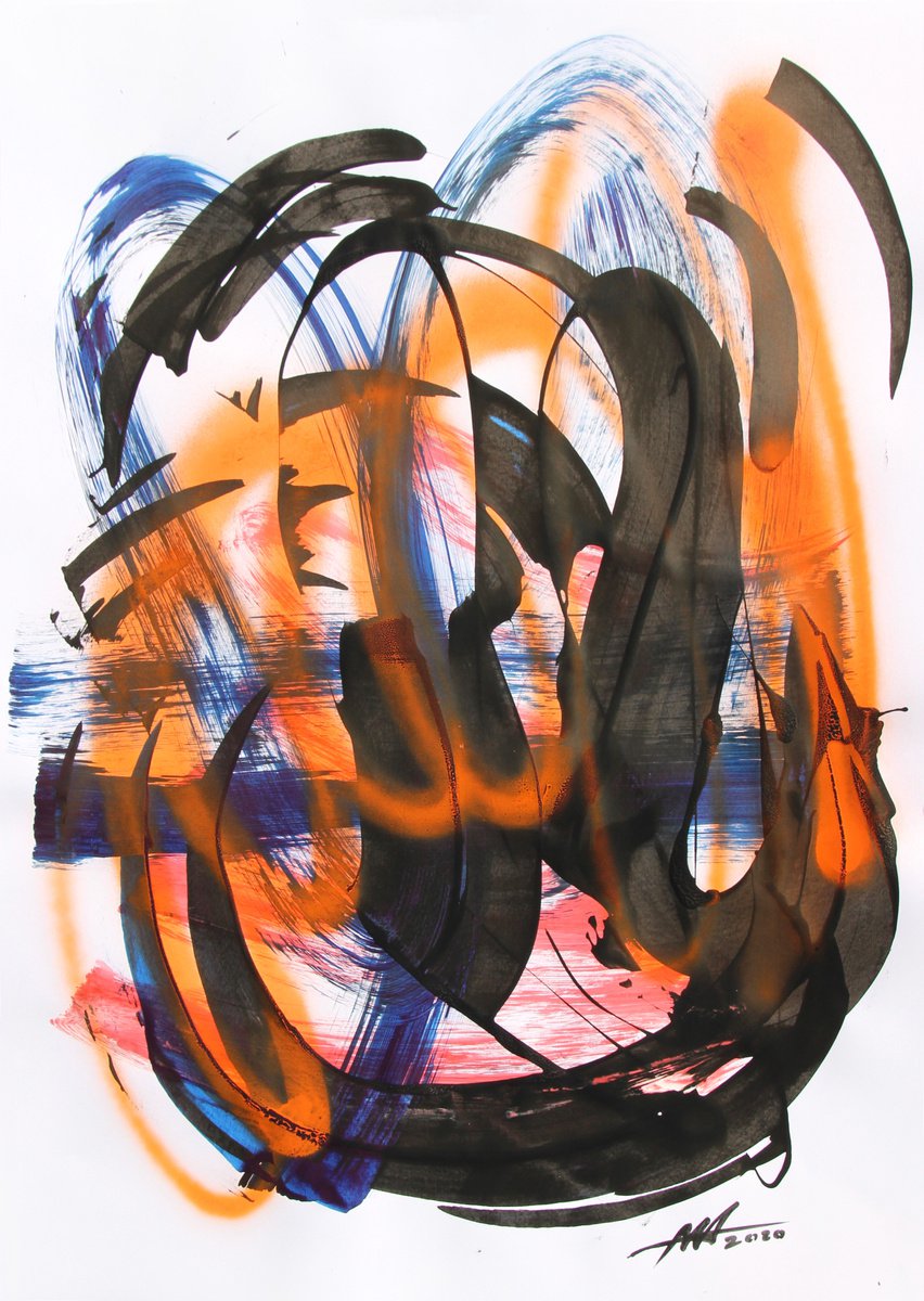 Abstract Acrylic Painting By Anatoliy Menkiv, 24 X 33, #49 Metaphysics Series, Original Artwork