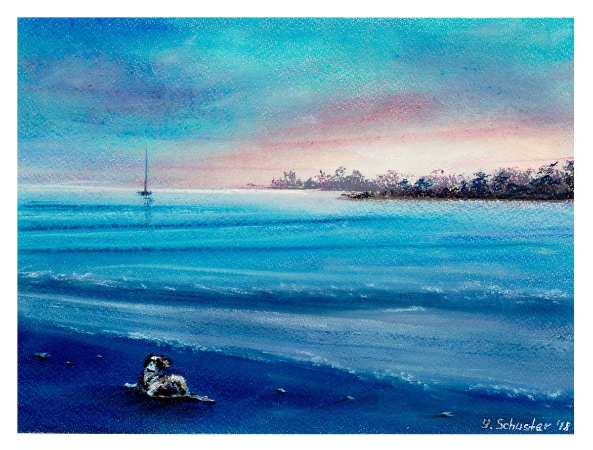 Impressionistic Landscape Pastel Drawing By Yulia Schuster, 13 X 10", Waiting, Original Artwork