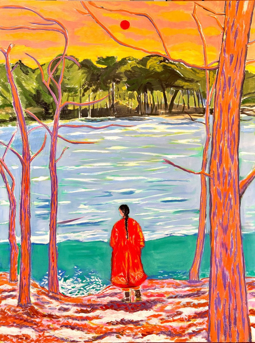 Expressive Landscape Oil Painting By Susan Stewart, 30 X 40", "Early Spring", Original Artwork