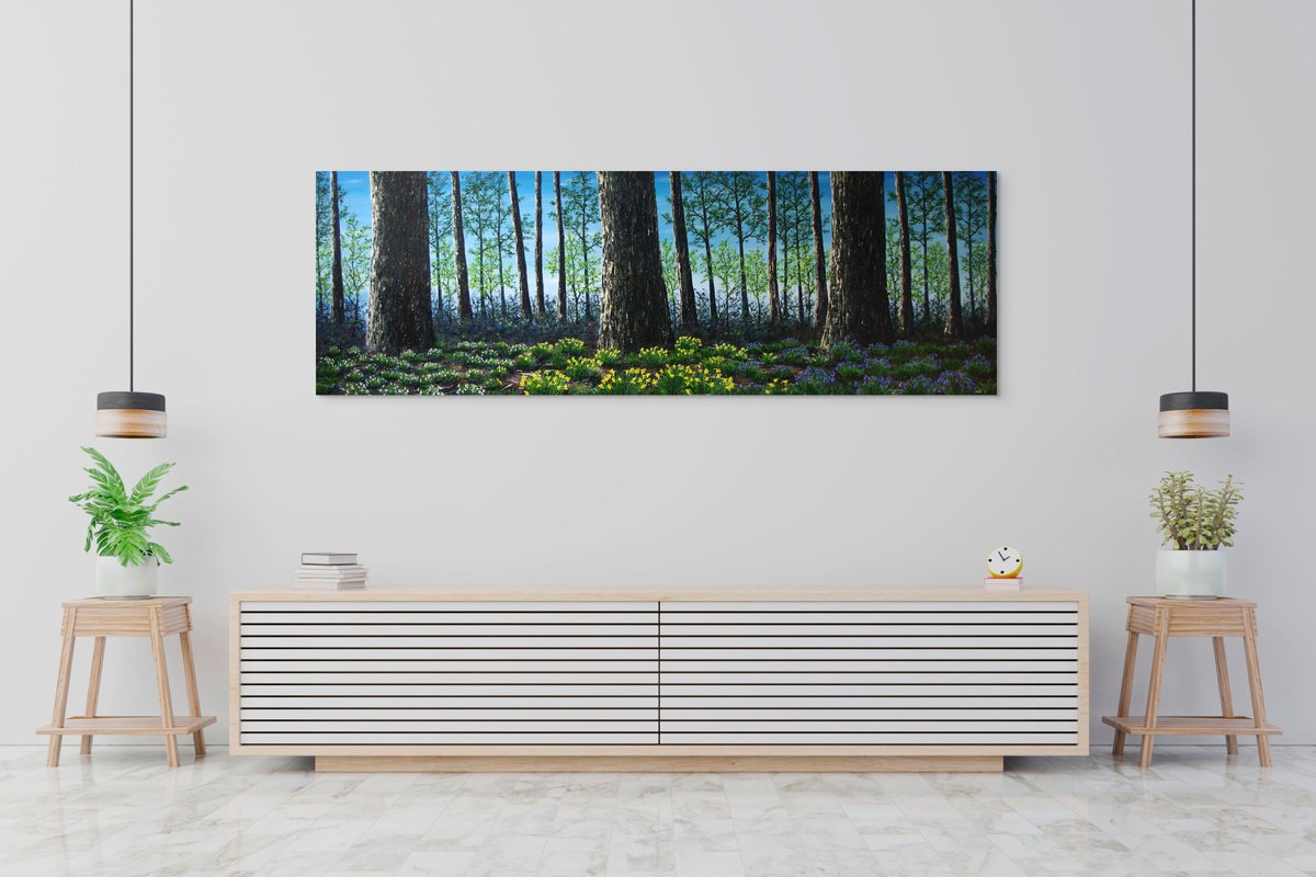 Impressionistic Botanical Oil Painting By Hazel Thomson, 72 X 24, 3 Stages Of Spring, Original Artwork