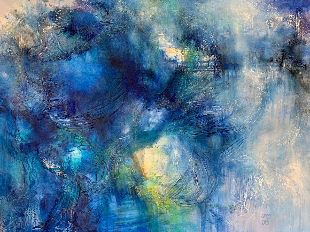 Organic Abstract Painting By Katja Wittmer, 31 X 24", Elemental Vi, Original Artwork