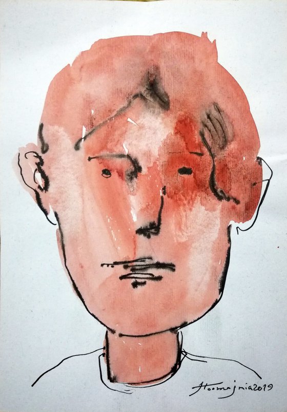 Small Portraits 3, Ink and watercolor on paper, 10x14 cm