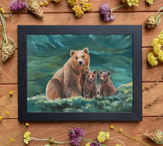 Personalized Family Wall Art Mama Bear Family Name Canvas