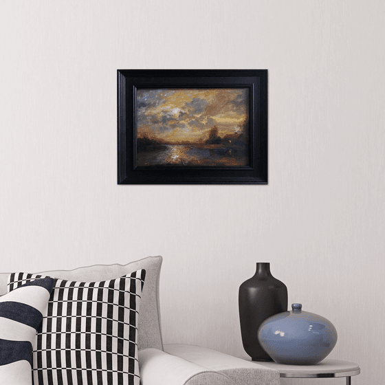 Home: Clouds & Cottage. Original Oil Painting on Canvas.