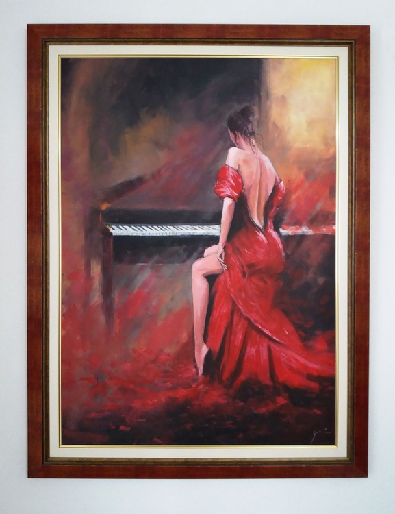 Lady In Red Mixed Media Painting By Alen Grbic Artfinder