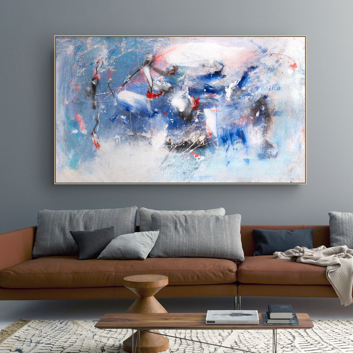 Organic Abstract Acrylic Painting By Adriano Ribeiro, 63 X 37, Trade Heat, Original Artwork