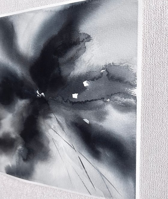 Black abstract flowers diptych