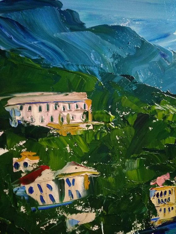 Portofino Italy Original oil painting on stretched canvas Italian Riviera Coastal Landscape