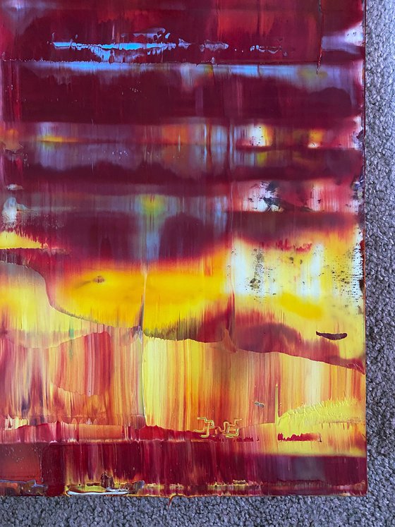 "Redrum" - Original PMS Oil Painting On Plexiglass, Framed - 26 x 26 inches
