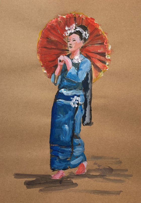 Japanese Woman with umbrella.