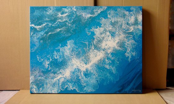 Seascape Painting "Turquoise waves"  70 x 90 cm