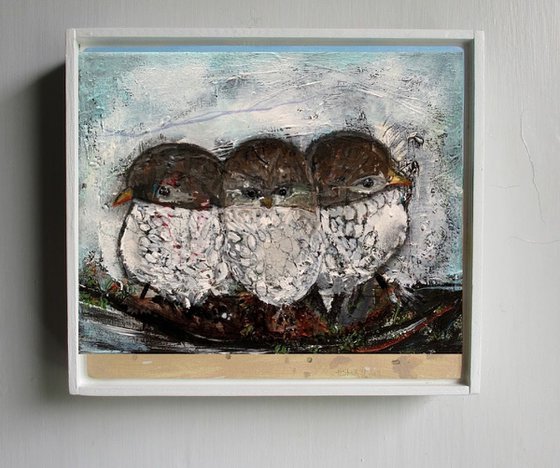 Birds Portrait / Acrylic Painting / Original Artwork / Paintings on Canvas / Gift Ideas / 25x20cm / Gifts for Bird Lovers / Small Paintings / Kitchen Decor / Home Decor / Free Shipping Worldwide