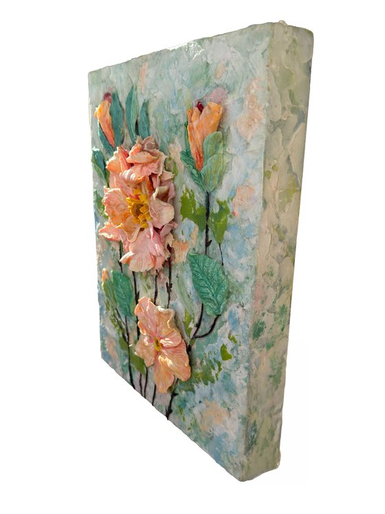 3D Sculptural Floral Relief Art
