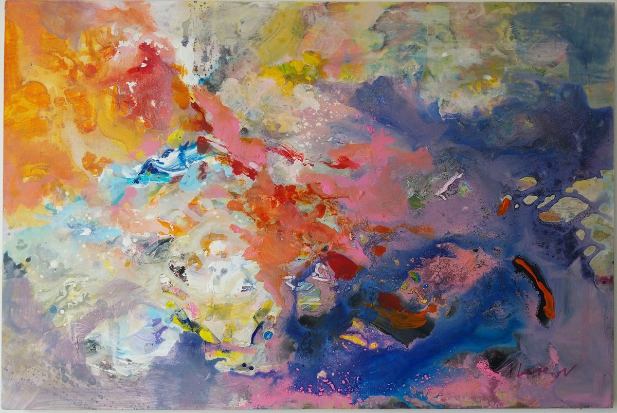 Abstract Acrylic Painting By Ivo Lekov, 35 X 24, Paraphrase 3, Original Artwork