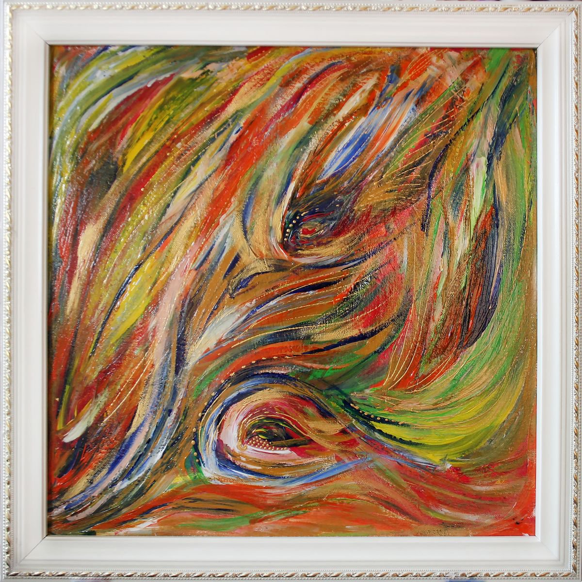 Expressive Abstract Acrylic Painting By Salana Art / Svetlana Samovarova, 18 X 18", Color Vibrations, Original Artwork