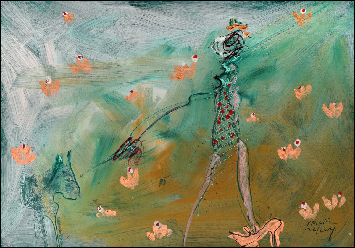 Portrait Acrylic Painting By Jiri Havlik, 20 X 14, Her Dog, Original Artwork