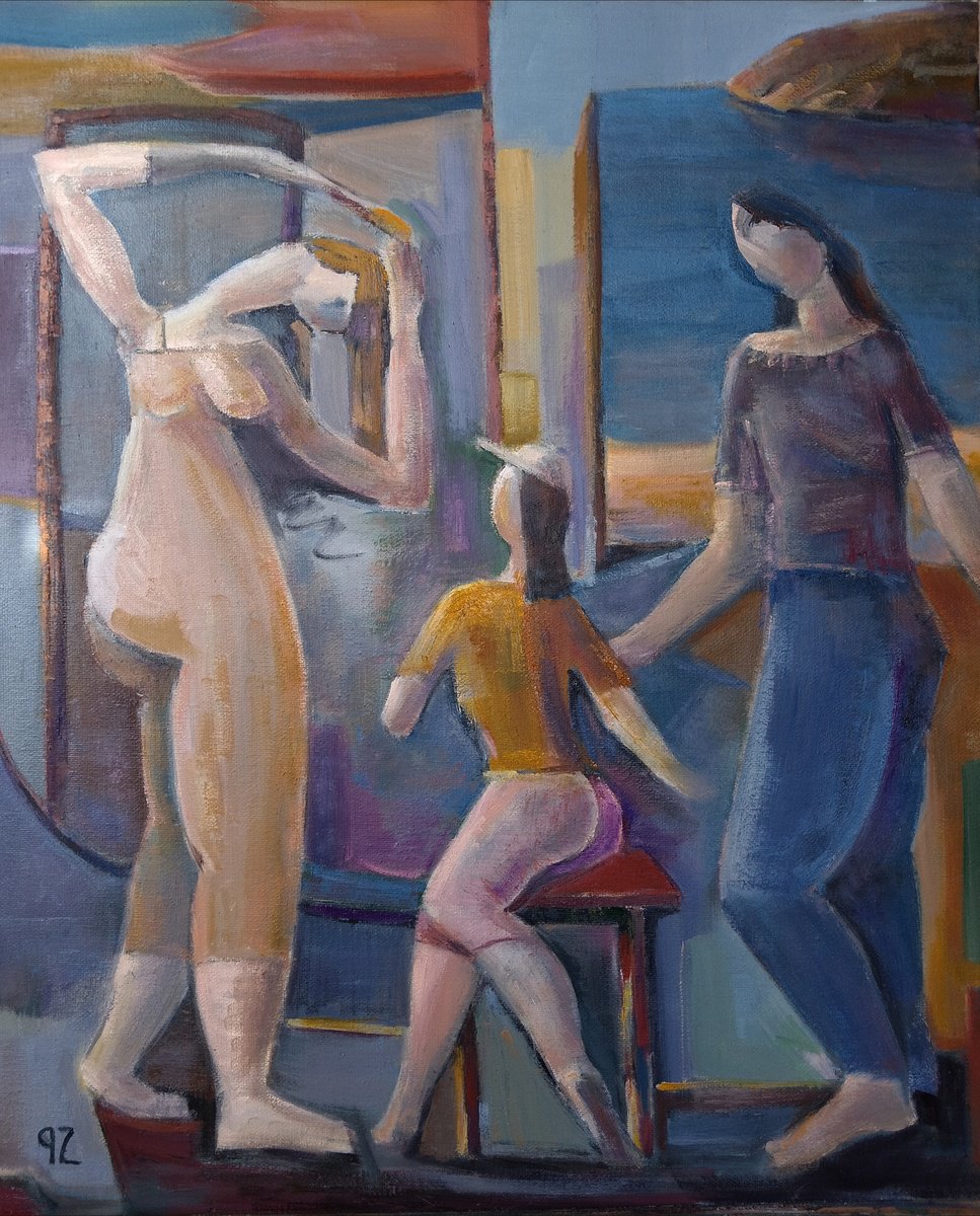 Abstract Portrait Oil Painting By Gegham Hunanyan, 20 X 24, Gestures Of Everyday, Original Artwork